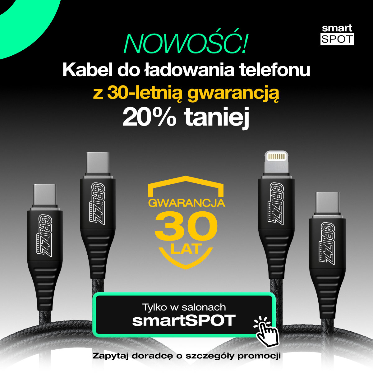 -20% na wytrzymały kabel z 30-letnią gwarancją