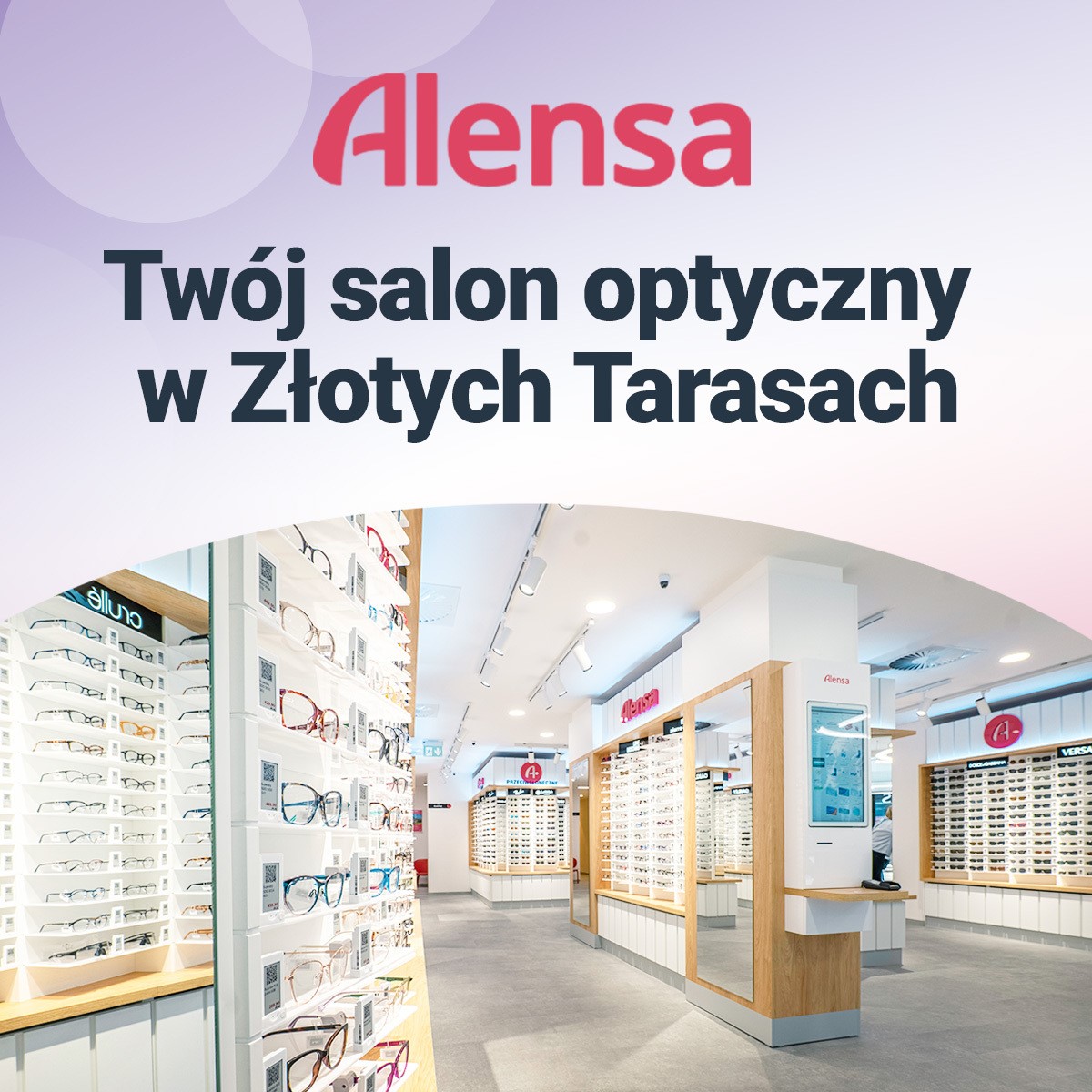 <p>🎉&nbsp;📢&nbsp;Alensa już tu jest - nowy&nbsp;<strong>salon optyczny</strong>&nbsp;w Złotych Tarasach!<br>Alensa to największy sprzedawca soczewek kontaktowych i okularów w Europie – teraz także w Warszawie.</p><p>👉&nbsp;Znajdziesz u nas:<br>👓&nbsp;bezpłatne badanie wzroku<br>😎&nbsp;szeroki wybór okularów korekcyjnych i przeciwsłonecznych<br>🟦&nbsp;soczewki kontaktowe i akcesoria</p><p>Oferujemy bezpłatne badanie wzroku - zajrzyj do nas koniecznie!</p><p>🎁&nbsp;Specjalna promocja na otwarcie – skorzystaj z wyjątkowej oferty, która nie potrwa długo!</p><p>Zapraszamy do salonu optycznego Alensa – czekamy na Was!</p>
