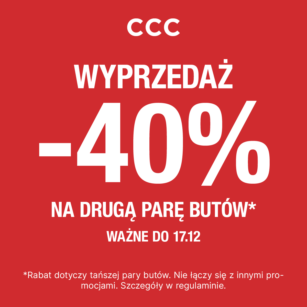 Wyprzedaż -40% NA DRUGĄ PARĘ BUTÓW