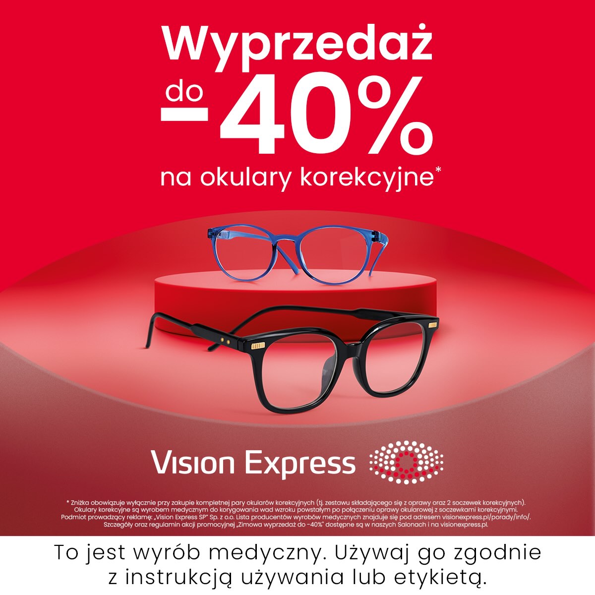 W Vision Express trwa wielka wyprzedaż z rabatami aż do 40% na okulary do korekcji wzroku*!