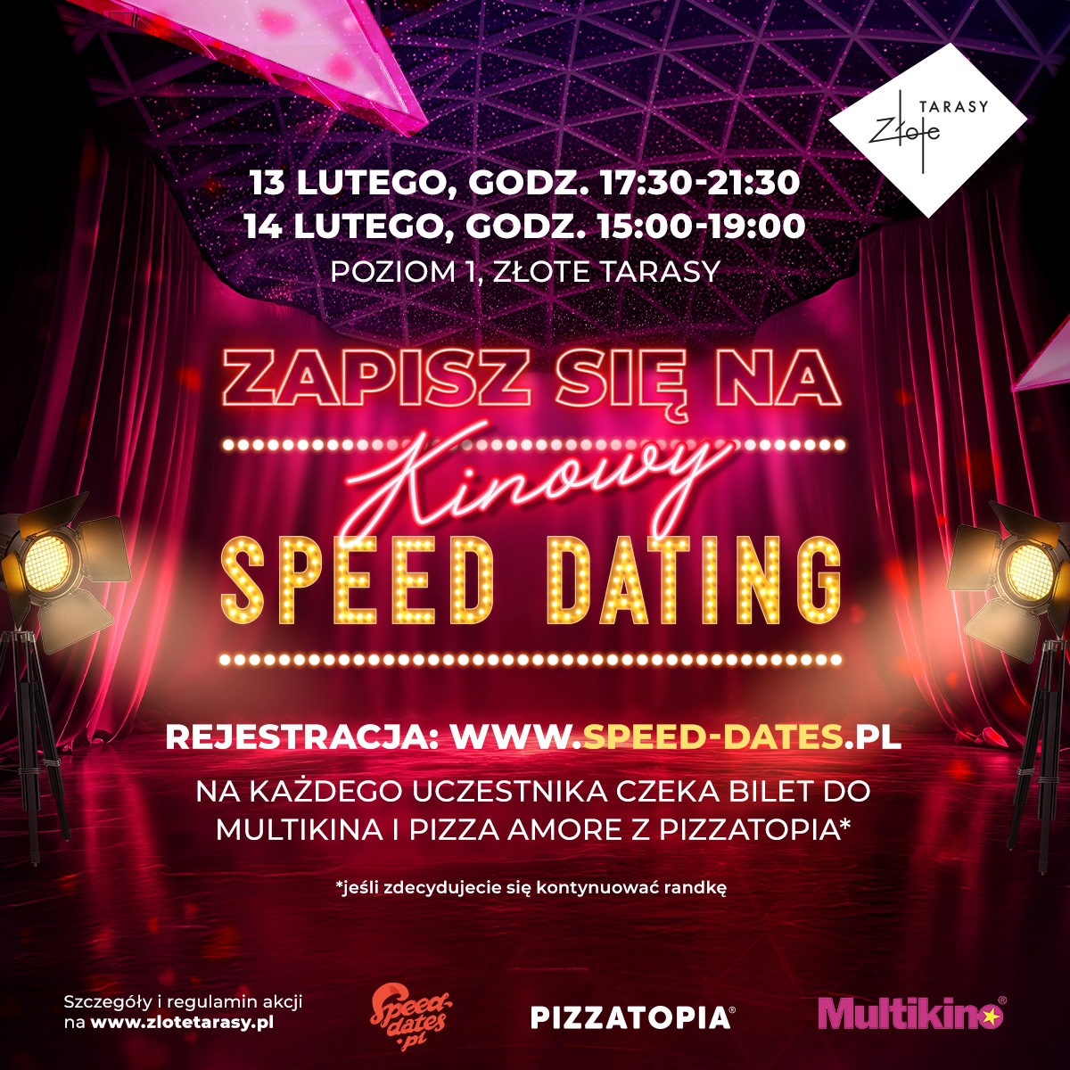 <p>Już 13 i 14 lutego zapraszamy do Złotych Tarasów na wyjątkowy Kinowy Speed Dating!</p>