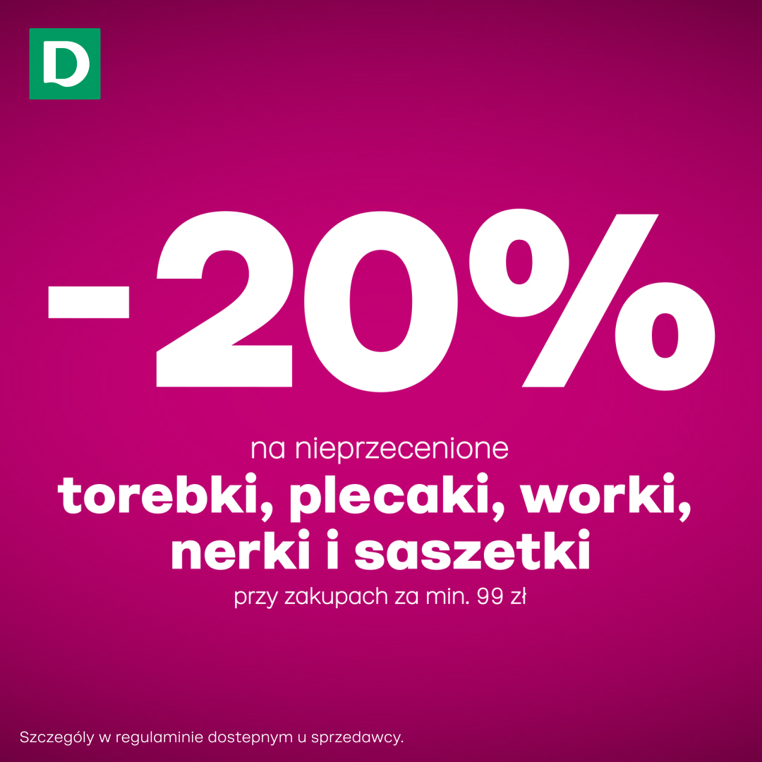 20% na torebki i plecaki
