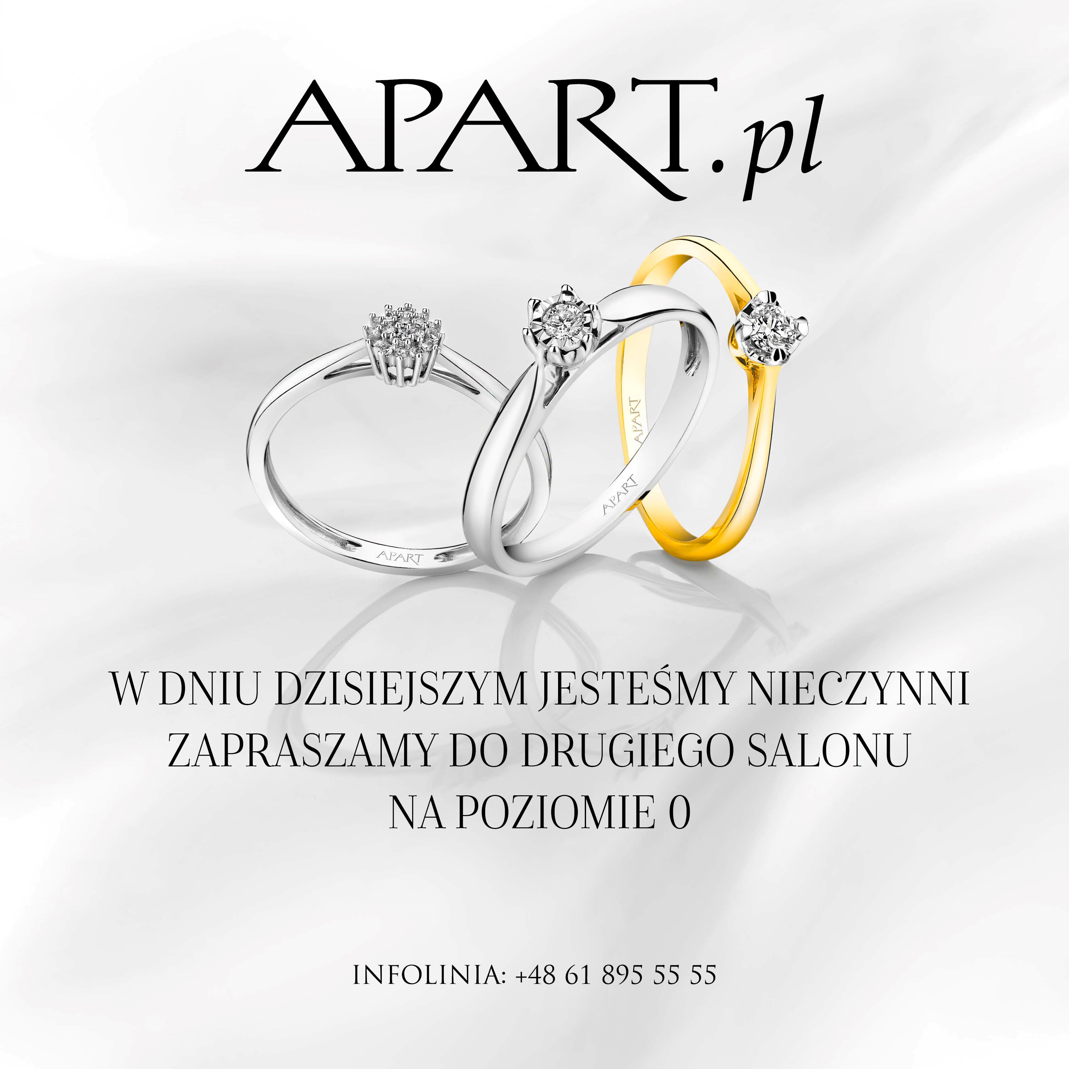 <p>Informujemy, że salon Apart w dniu 7.04 będzie nieczynny.</p><p>Zapraszamy ponownie w kolejnych dniach zgodnie z regularnymi godzinami otwarcia. Dziękujemy za wyrozumiałość!</p>