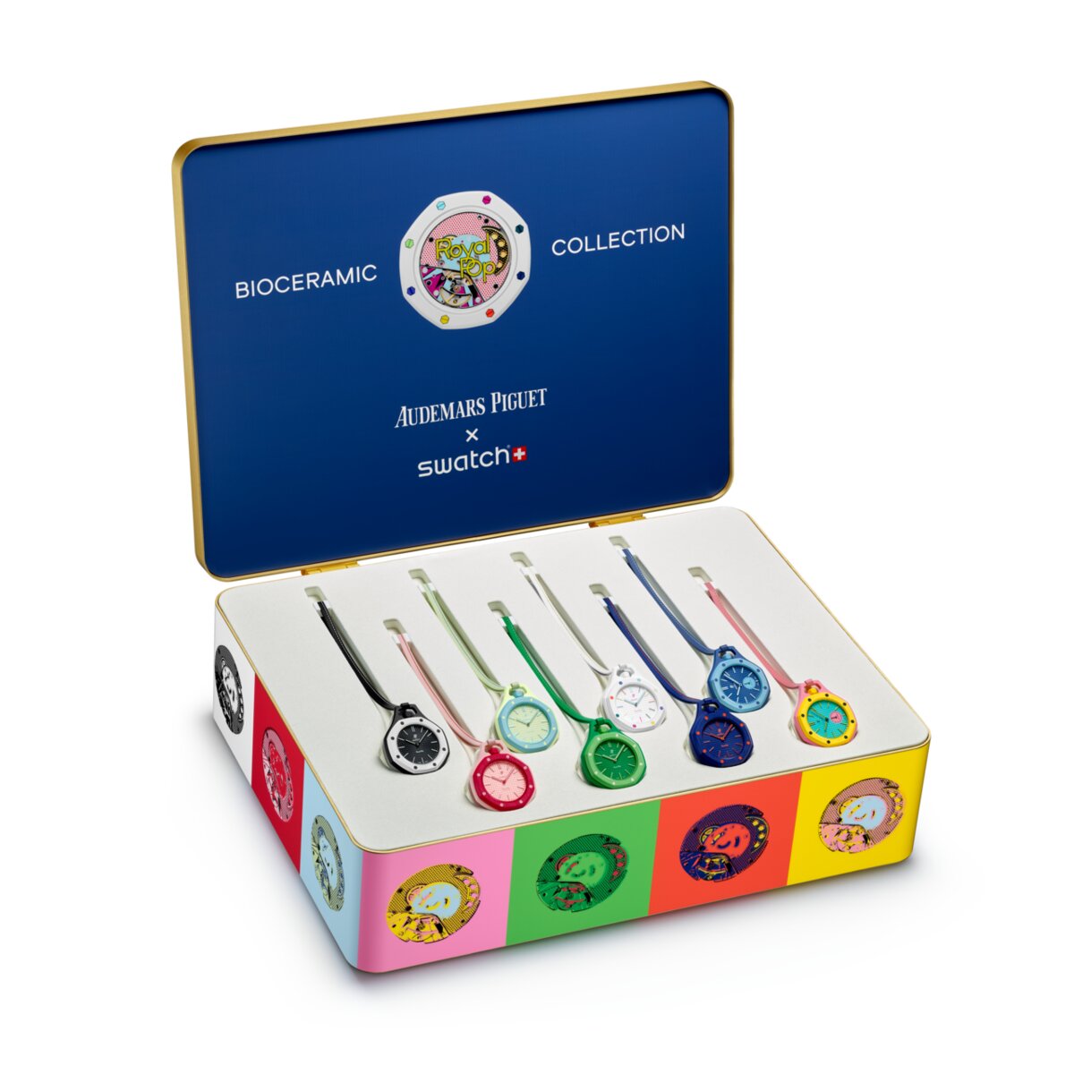 Swatch celebruje kultowy model Royal Oak marki Audemars Piguet, kolekcją ośmiu radosnych i pełnych koloru modeli z Bioceramiki w formacie zegarków kieszonkowych inspirowanych przez Swatch POP.