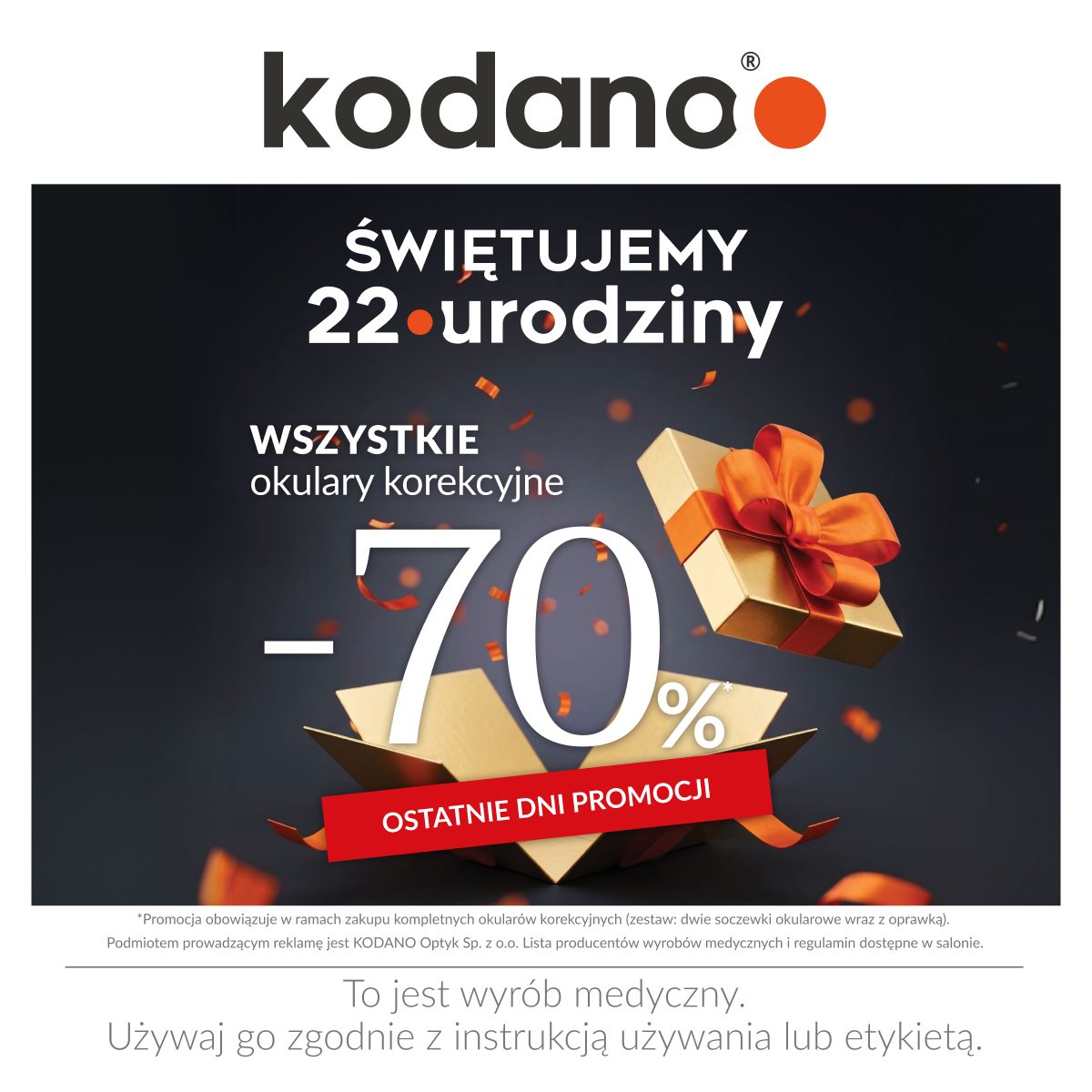 Ostatnie dni promocji! Wszystkie okulary korekcyjne 70% taniej!