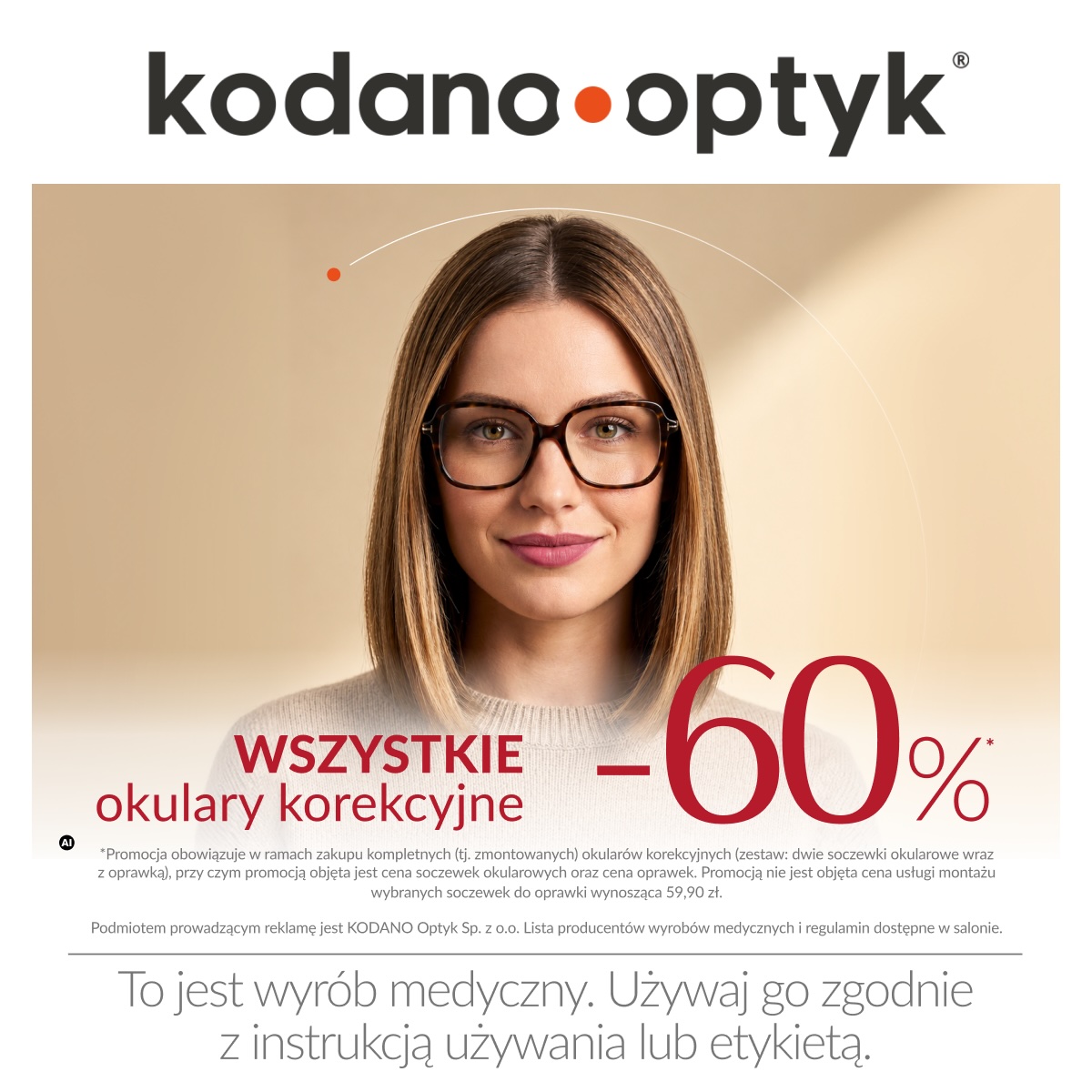 60% rabaty na wszystkie okulary korekcyjne w KODANO Optyk!